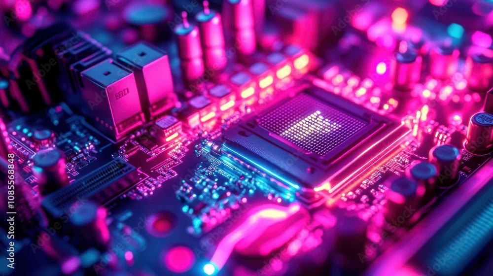 Obraz premium Close-up of a colorful circuit board.