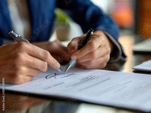 Person Signing a Document photo