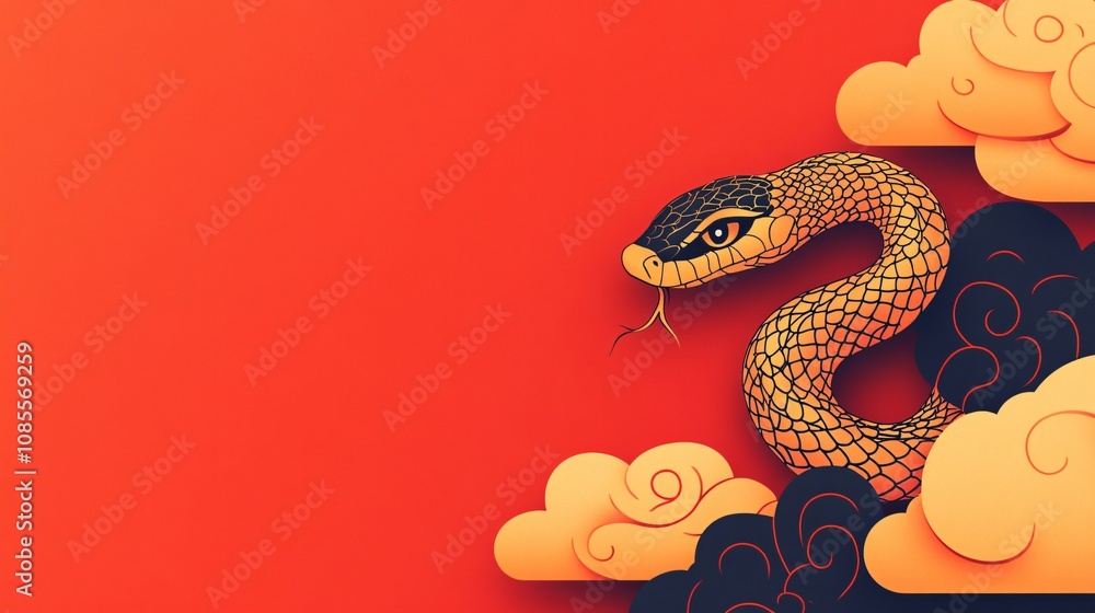 Obraz premium Close-Up of Golden Snake with Intricate Patterns for 2025 Lunar New Year