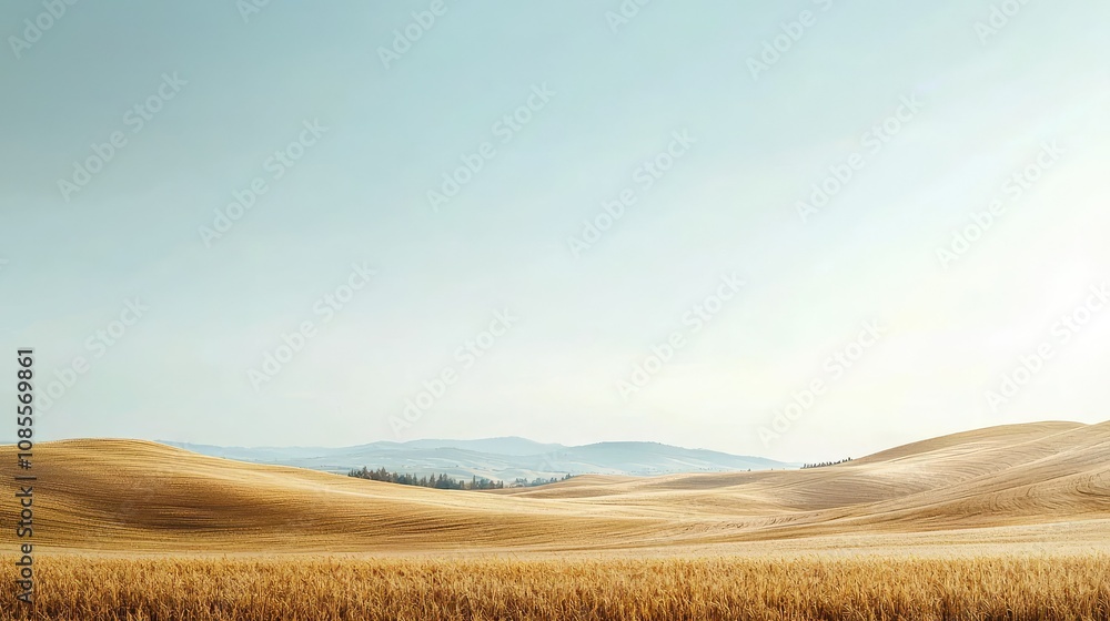 Serene Countryside with Rolling Hills and Clear Sky Serene Countryside with Rolling Hills and Clear Sky