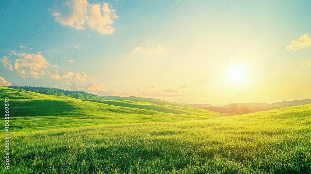 Fototapeta premium Serene Countryside Landscape with Rolling Hills