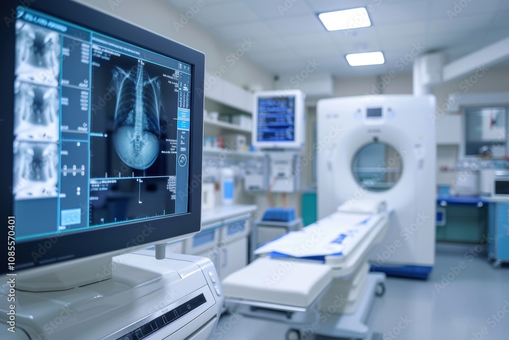 High-Tech Veterinary X-Ray Machine with Detailed Interface in Professional Hospital Setting High-Tech Veterinary X-Ray Machine with Detailed Interface in Professional Hospital Setting