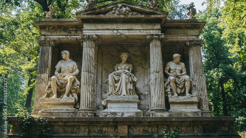 Fototapeta premium Neoclassical Monument Surrounded by Lush Greenery