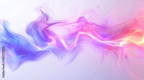 Vibrant Abstract Swirl of Colorful Smoke in Shades of Pink, Purple, and Blue on a Soft White Background, Creating an Ethereal and Dreamy Atmosphere for Creative Projects