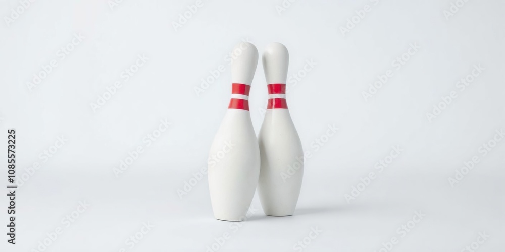 Two isolated white bowling pins on a clear background, sport Two isolated white bowling pins on a clear background, sport