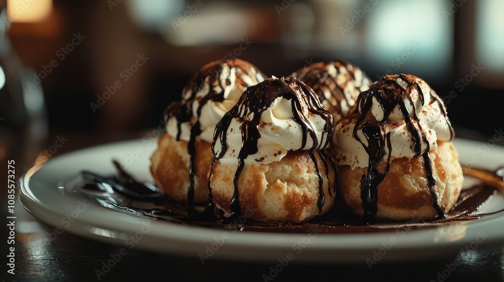 Cream-Filled Profiteroles with Chocolate Drizzle Cream-Filled Profiteroles with Chocolate Drizzle