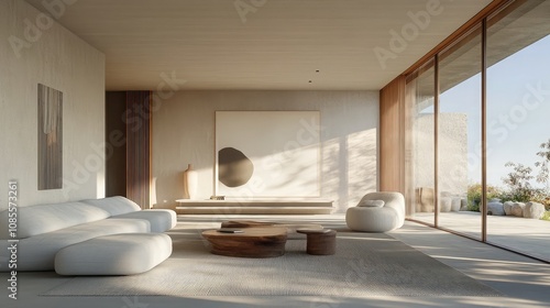 Wallpaper Mural Living room with large ISO A2 frame mockup and minimalist decor Torontodigital.ca