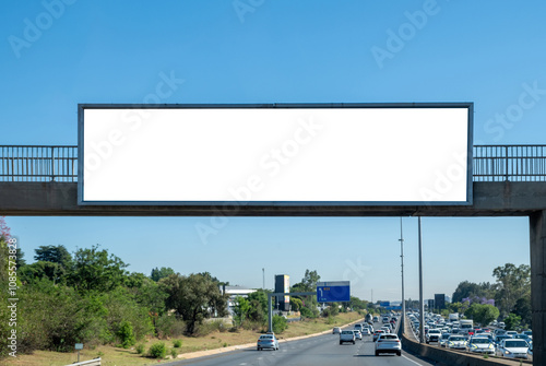 Obraz na płótnie Blank empty billboard mockup template for advertising over a highway in South Africa. w salonie