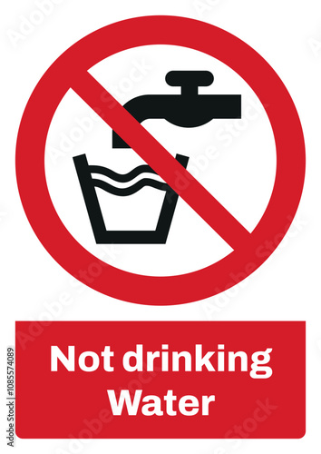 ISO prohibition safety signs sentence case text_no drinking water_portrait size a4/a3/a2/a1	
