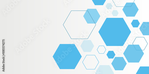 Abstract blue hexagon banner background.