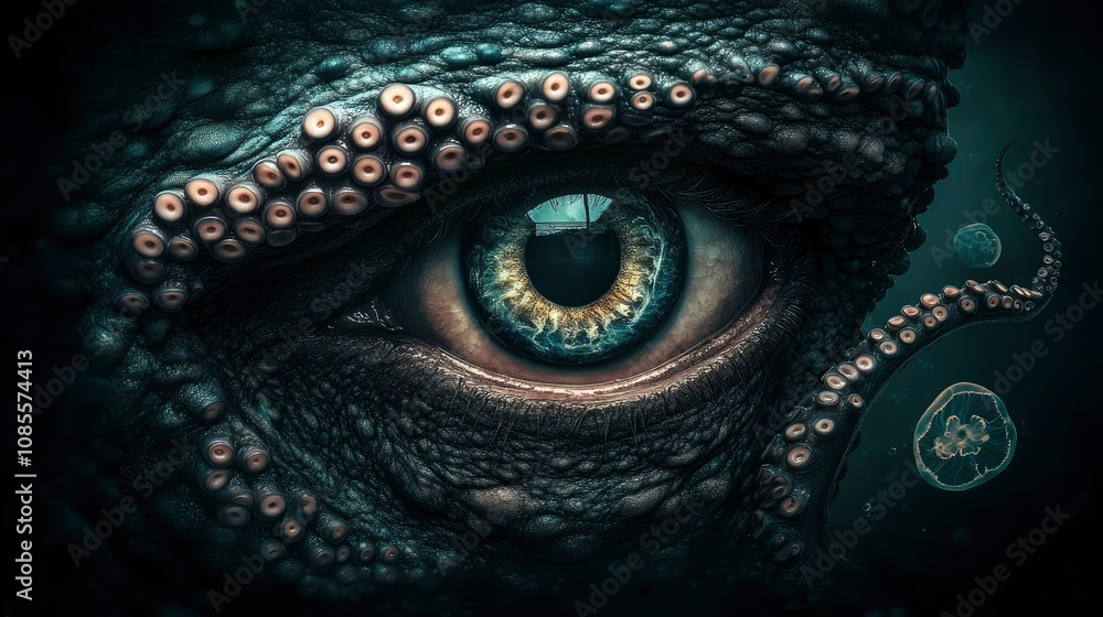 Fototapeta premium The Kraken's Gaze A Deep Sea Enigma