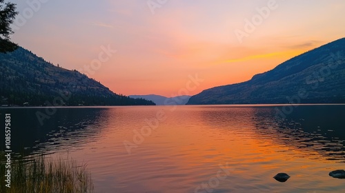 Serene Evening Sky with Orange and Pink Hues