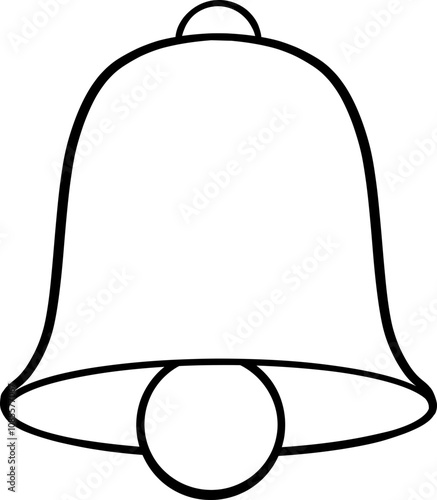 Bell with clapper in the middle showing inner mouth hand drawn black outline illustration with no fill