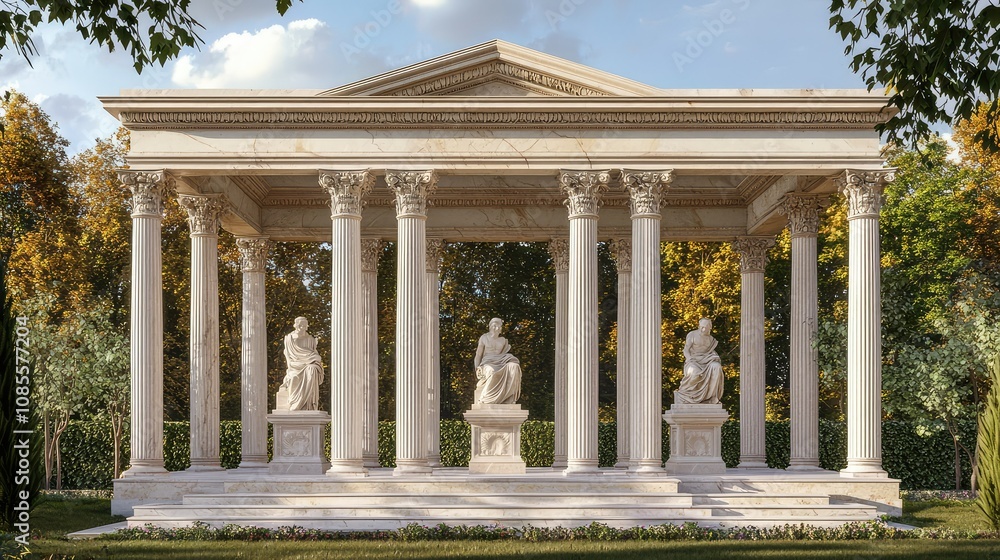 Neoclassical Garden Pavilion with Marble Columns Neoclassical Garden Pavilion with Marble Columns