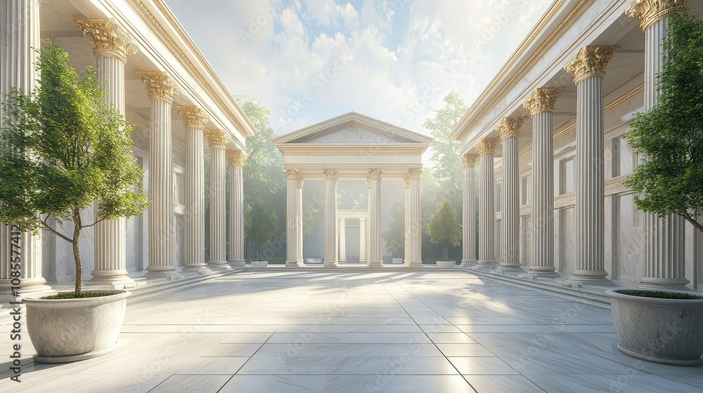 Obraz premium Neoclassical Building with Symmetrical Design Elements