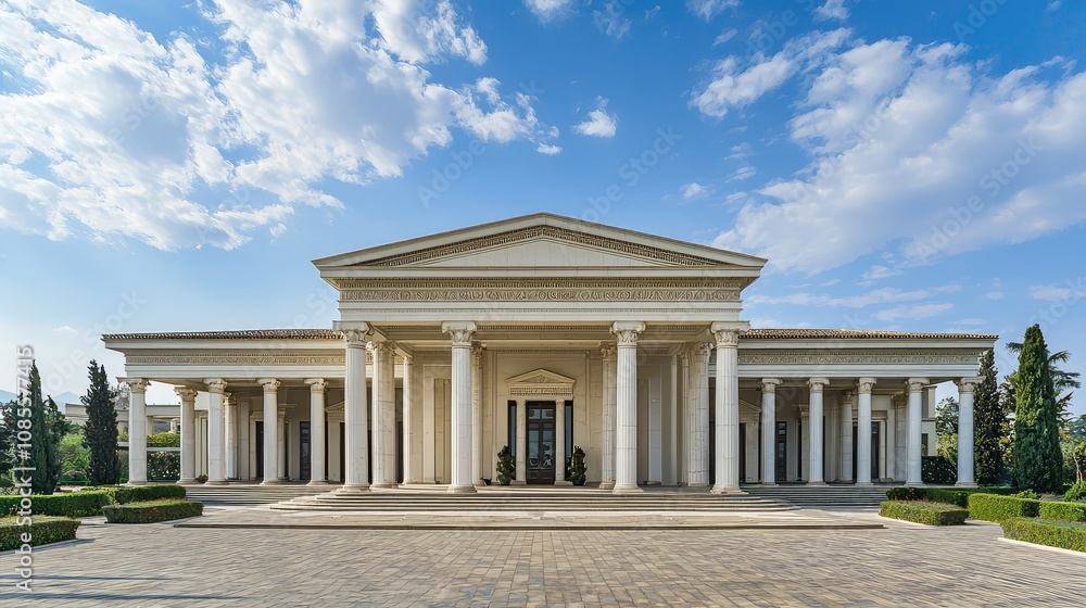 Obraz premium Neoclassical Building with Symmetrical Architecture