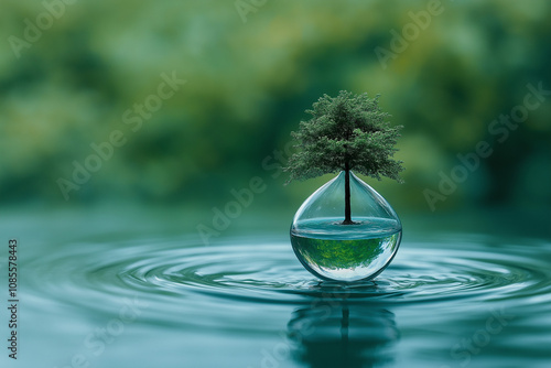 Wassertropfen mit Baum im Inneren als Symbol für Natur und Leben

 photo