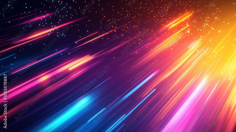 Obraz premium Abstract colorful light streaks on a dark background.