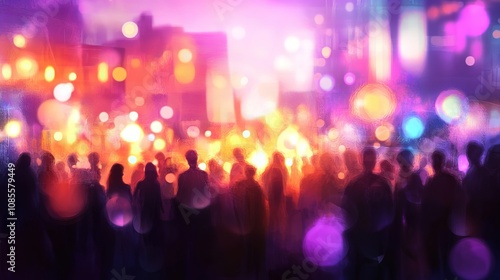 Wallpaper Mural Festival Event Party with Hipster People Blurred Background. Concert Party enjoy Torontodigital.ca