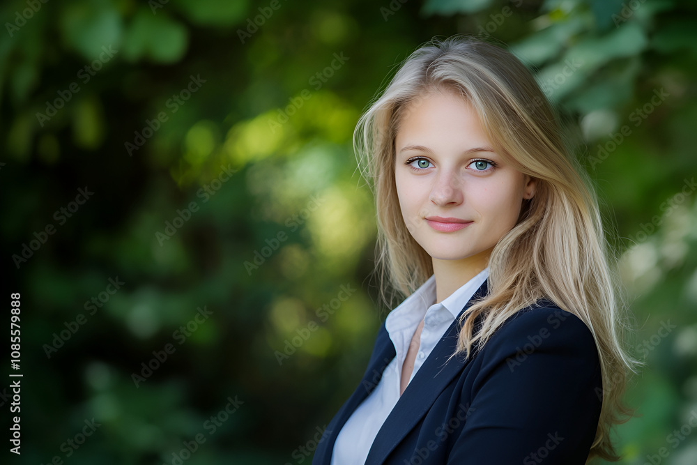 Confident Young Professional Woman in Outdoor Setting - Perfect for themes of leadership and career success. Confident Young Professional Woman in Outdoor Setting - Perfect for themes of leadership and career success.