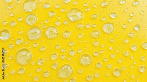 Wallpaper Mural Water drops glistening on a vibrant yellow surface, water, condensation Torontodigital.ca