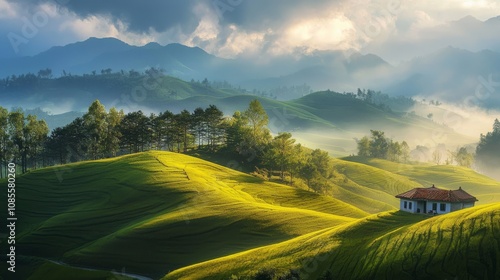 Scenic Nature Landscape with Dramatic Sky