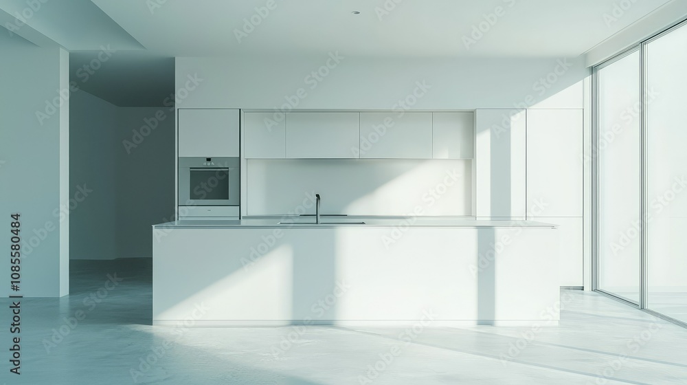 custom made wallpaper toronto digitalMinimalist Kitchen with Clean Lines and White Cabinets