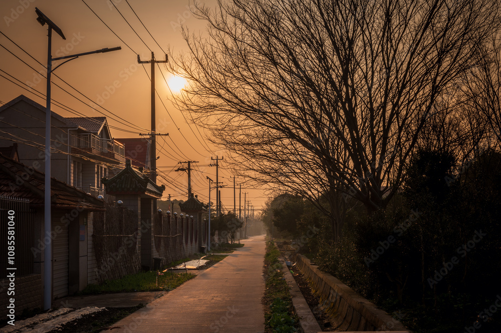 Fotografie sunset in the village