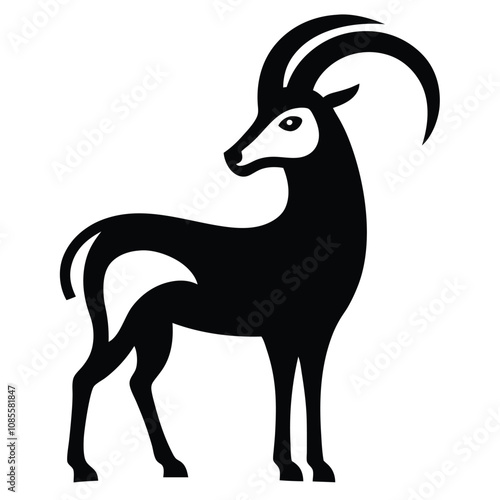 Solid color ibex animal vector design