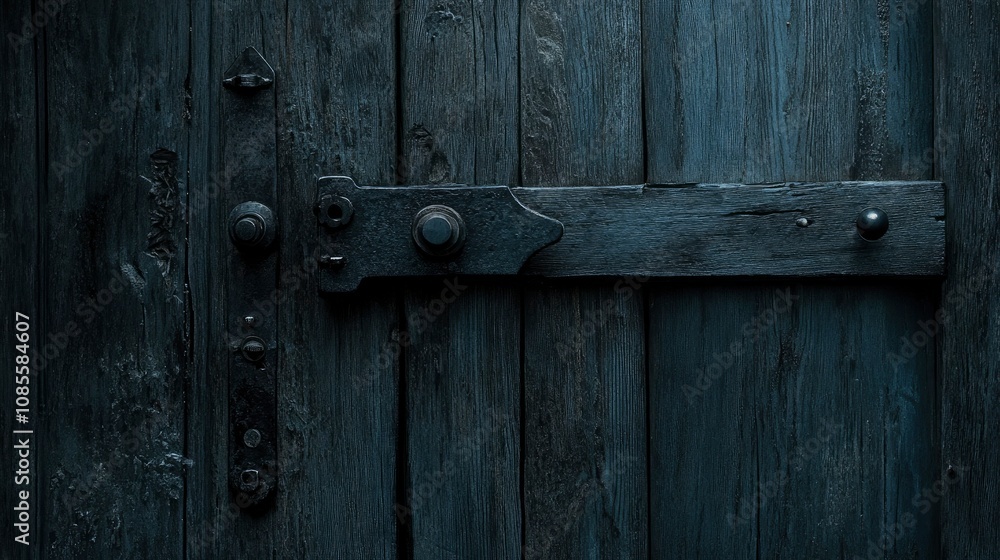 Dark Rustic Wooden Door with Antique Metal Hardware Dark Rustic Wooden Door with Antique Metal Hardware