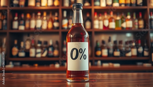 Selection of Premium Non-Alcoholic Spirits Displaying 0% Alcohol Content Bottles for Sober Lifestyles and Health-Conscious Consumers