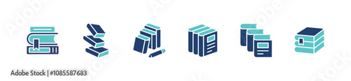 pile of book stack icon set education school library signs vector school document journal literature symbol illustration