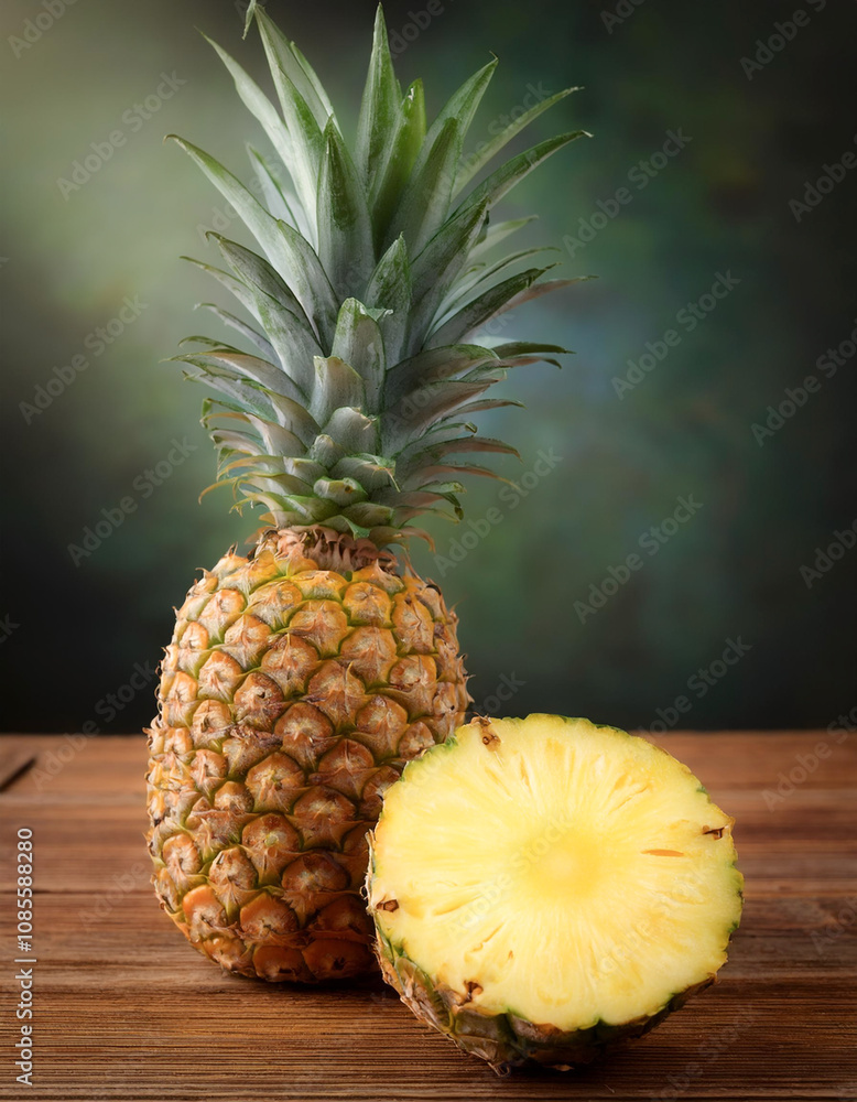 Fresh Pineapple fruit still life on wooden table Fresh Pineapple fruit still life on wooden table