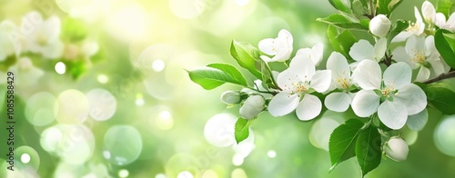 Wallpaper Mural Spring background with white flowers on a green bokeh, banner design. Torontodigital.ca