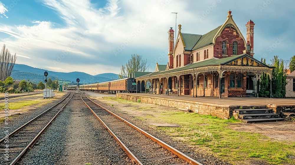 Fototapeta premium Historic Railway Station with Ornate Architecture