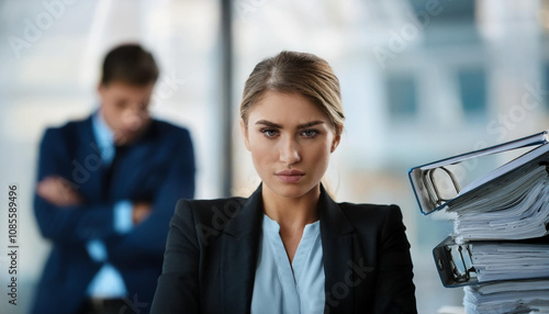 Junge Frau im Bürostress