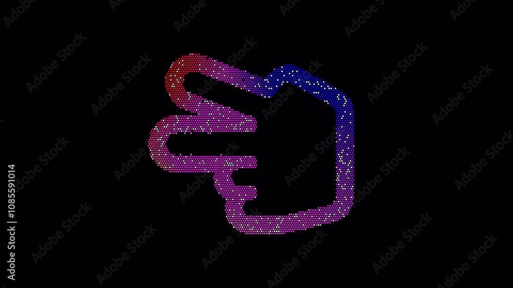 Icon hand scissors is made up of LED square shapes that shimmer and flicker. There are black dead diodes. In-Out looped. Alpha BW at the end Icon hand scissors is made up of LED square shapes that shimmer and flicker. There are black dead diodes. In-Out looped. Alpha BW at the end
