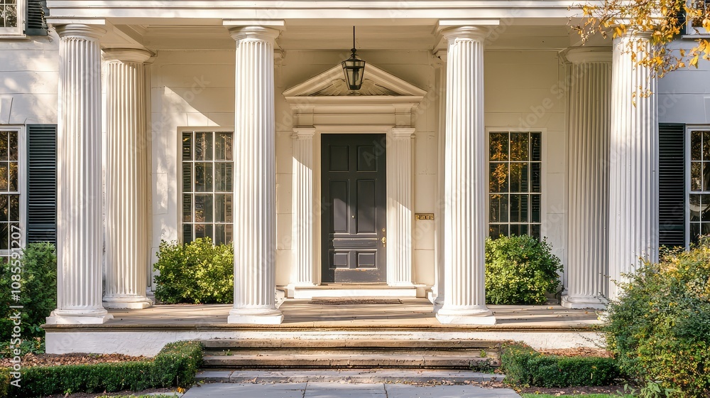 Elegant Greek Revival Building with Fluted Columns Elegant Greek Revival Building with Fluted Columns