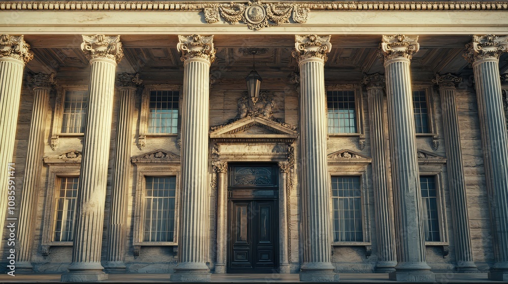 Obraz premium Grand Neoclassical Building with Tall Corinthian Columns