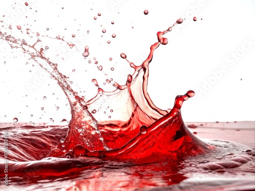 Abstract Double Exposure of Red Liquid Splashing on White Background, Capturing Dynamic Motion and Fluidity in Artistic Expression for Creative Projects and Visual Media