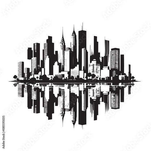 Wallpaper Mural black urban building skyline silhouette Torontodigital.ca