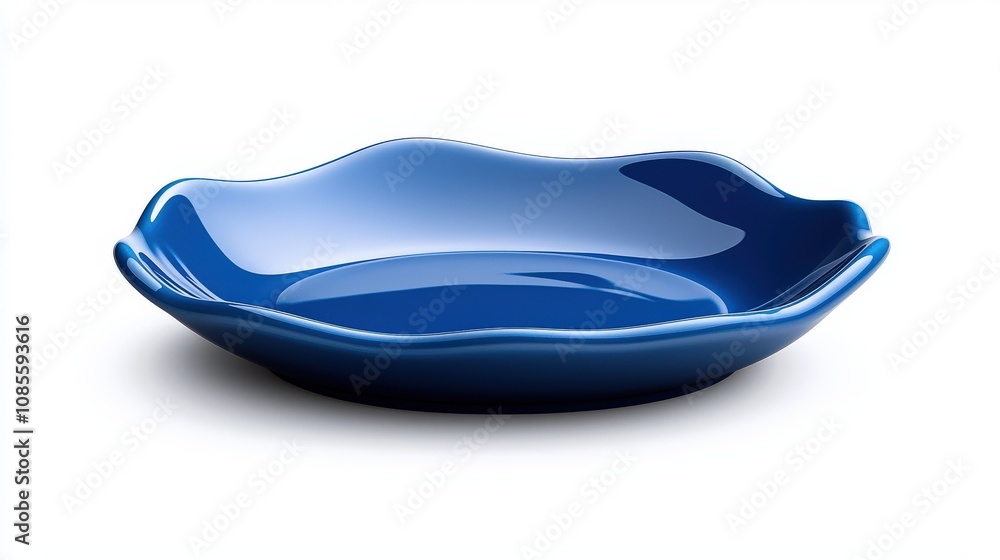 3D Render of Elegant Blue Ceramic Wave Design Serving Bowl 3D Render of Elegant Blue Ceramic Wave Design Serving Bowl