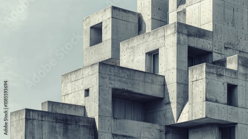 Dramatic Brutalist Residential Building View