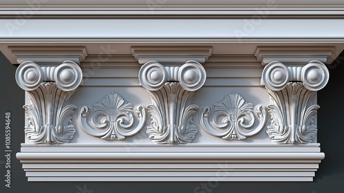 Neoclassical Architrave and Column Detail View