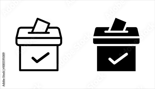 Ballot Box icon set. Vector illustration for Election Day, Voting Process and Democracy Theme. Isolated on white background.