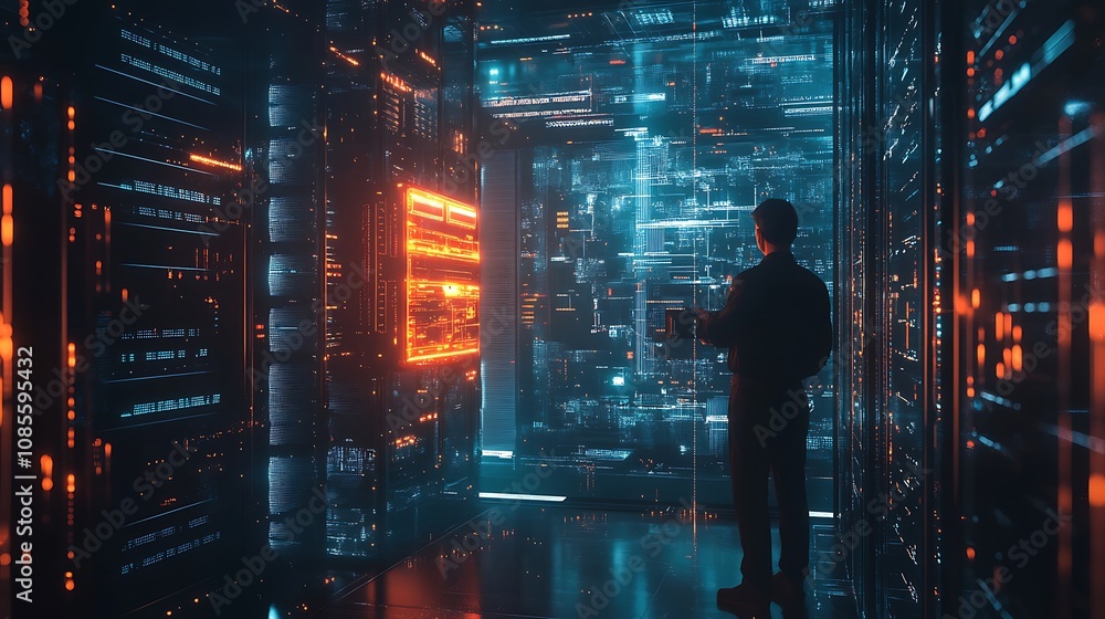 Data visualization expert analyzing tech trends in cyber space Data visualization expert analyzing tech trends in cyber space