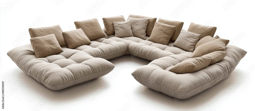 Fototapeta premium Comfortable modern sofa in elegant design perfect for enhancing living room decor