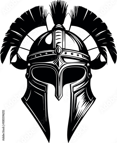 Gladiator helmet Vector Black Silhouette Design For T-Shirt