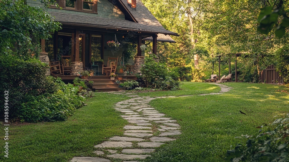 Charming Craftsman Home with Stone Pathway