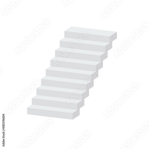 White stair mockup isolated on white background. Vector illustration